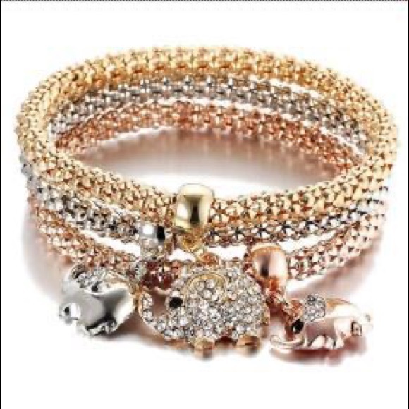 Jewelry - Set of 3 Elephant Pendant Bracelets